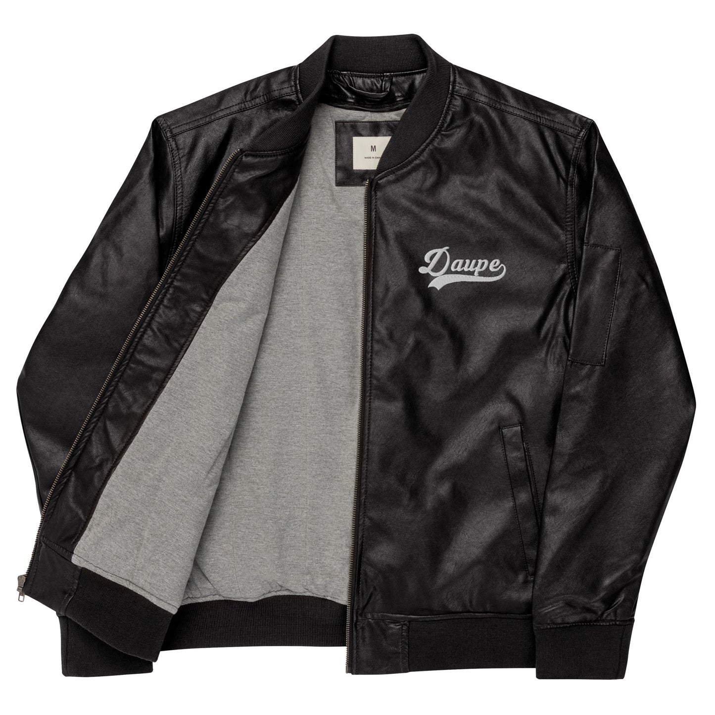 Daupe Vegan Leather Bomber Jacket