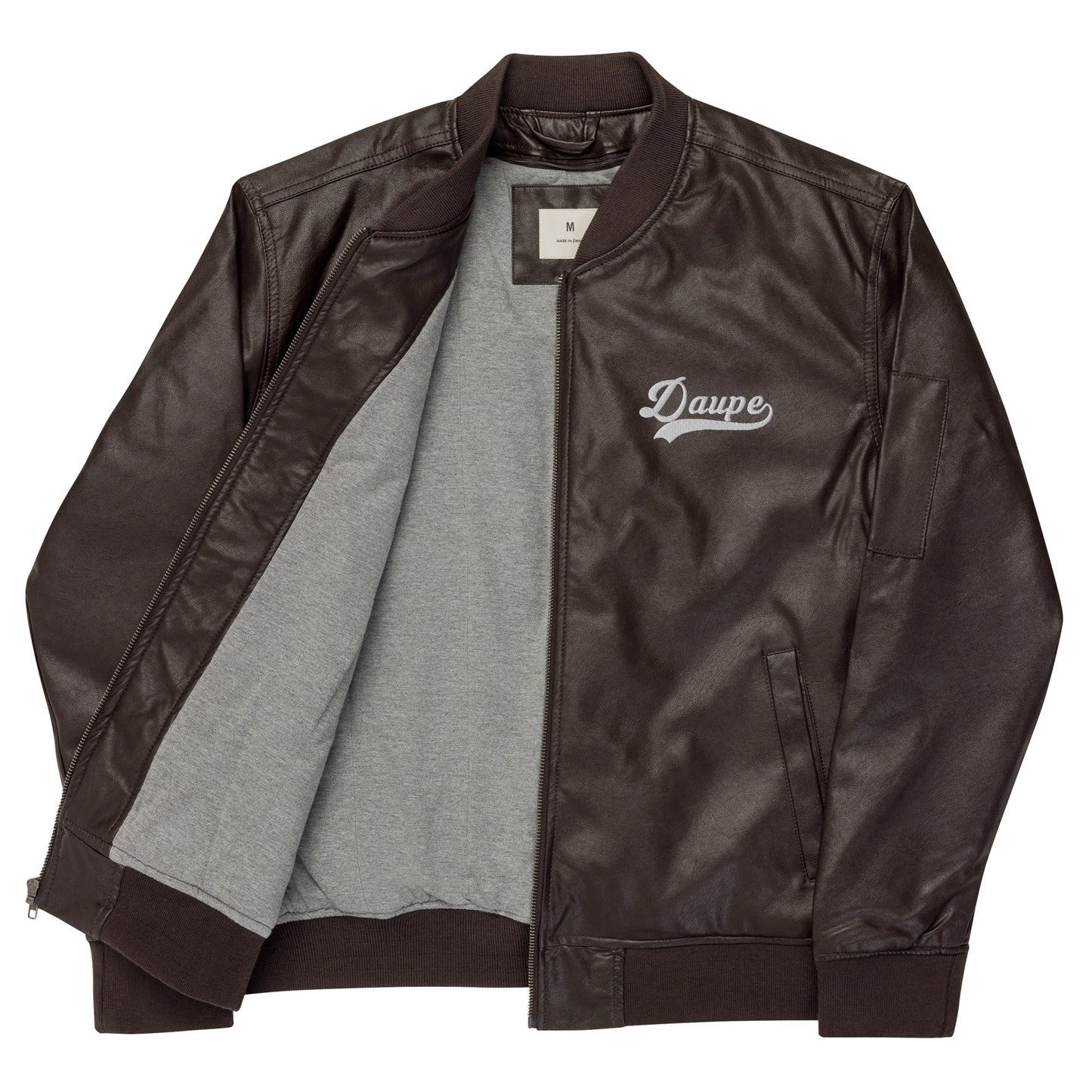 Daupe Vegan Leather Bomber Jacket